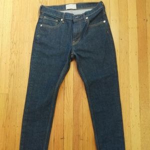 Everlane dark wash mid-rise skinny jeans, 26/28R